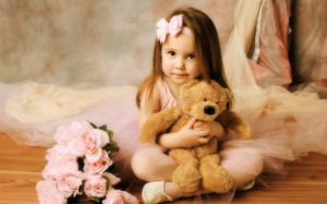 Teddy Bear And Girl Wallpaper