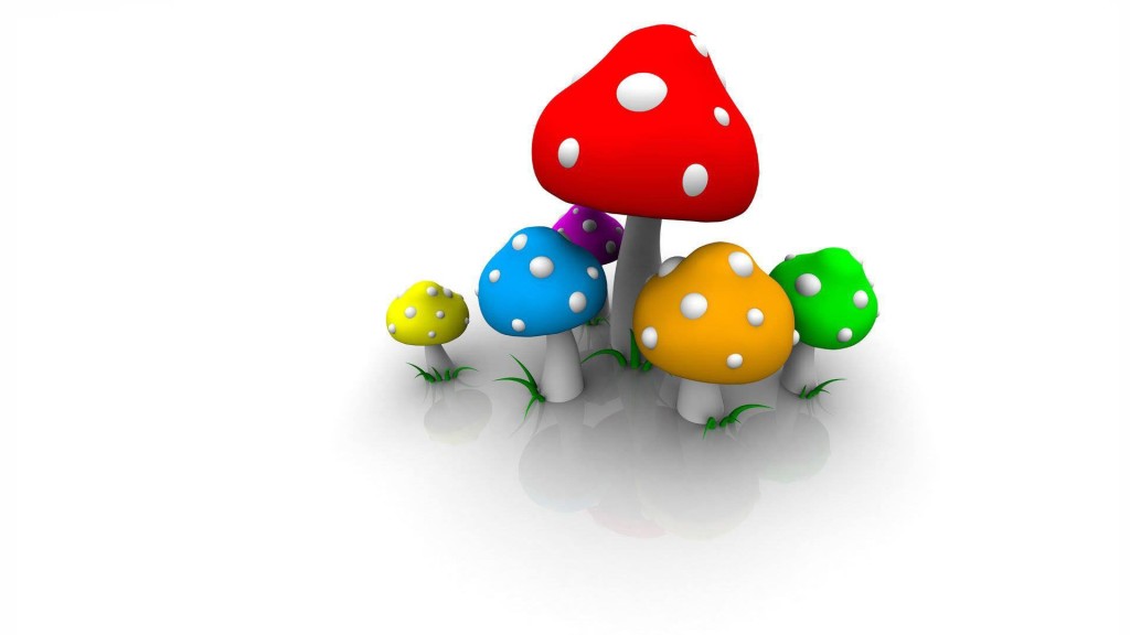 Colorful 3D Mushrooms Wallpaper HD