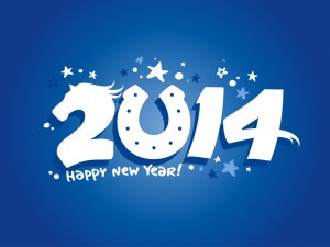 Happy New Year 2014 Blue Wallpaper