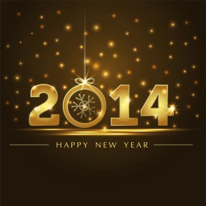 Happy New Year 2014 Gold Background