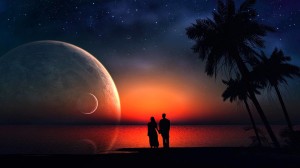 Romantic Moon Background Wallpaper